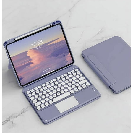 Keyboard Case for iPad 9th Generation 2021 10.2 8th/7th, Detachable Magnetic Cover, Vertical Stand & Magnetically Color Round Key Trackpad Keyboard for iPad 9th/8th/7th Gen 2021/2020