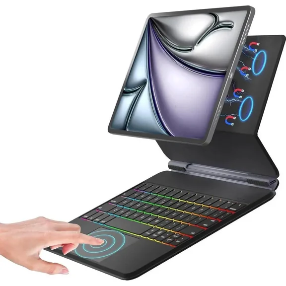 Keyboard Case for iPad Air 11 2026 (M4) 2025 (M3) 2024 (M2), Magic Stand, 7-Color Backlit, Trackpad, Magic Keyboard case for iPad Pro 11 inch 4th 3rd 2nd 1st Gen & iPad Air 10.9 inch 5th 4th Gen
