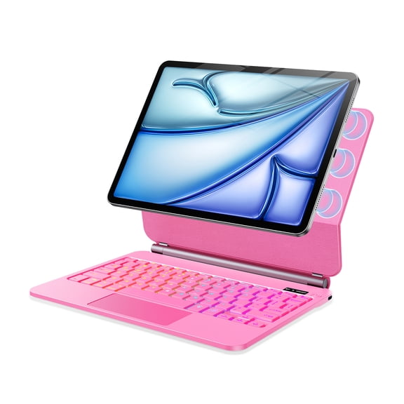 Keyboard Case for iPad Air 11-inch(M3/M2,2025/2024) & iPad Pro 11 inch(1st-4th Gen), Magic-Style Magnetic Keyboard Case-Backlight, Multi-Touch Trackpad Keyboard for iPad Air 10.9 5th/4th Gen,Pink
