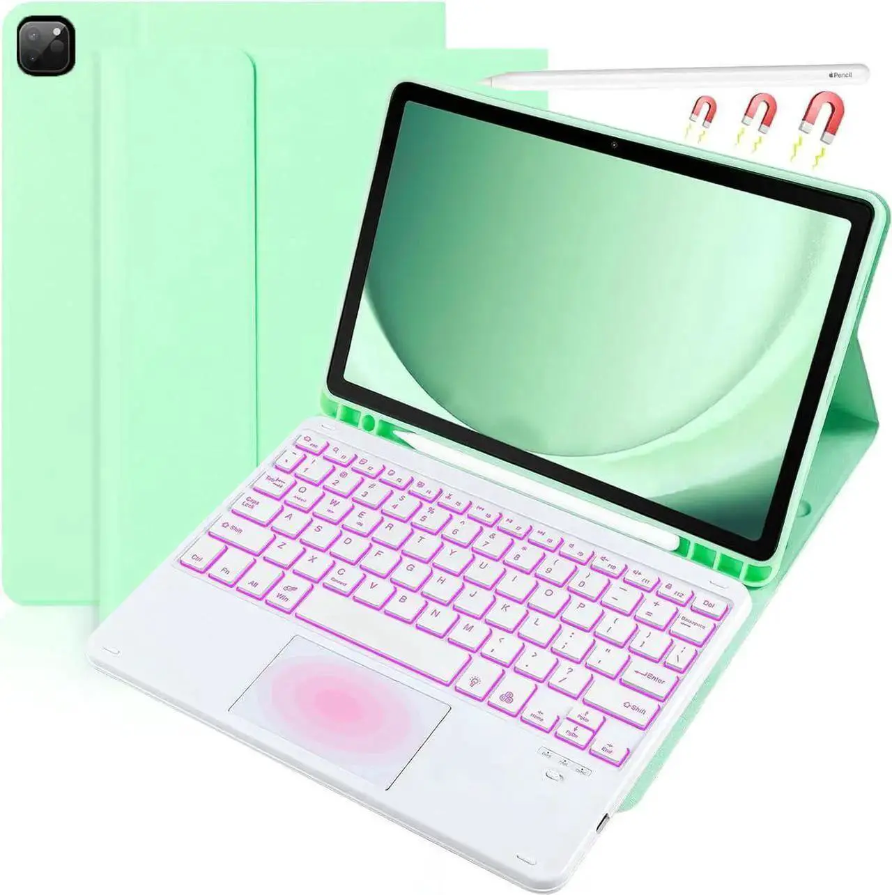 Keyboard Case for iPad Air 13 Inch M4 2026 M3 2025 M2 2024, iPad Pro 12.9 6th 2022/5th 2021/4th 2020/3rd 2018 Gen, Detachable Bluetooth Keyboard with Trackpad 7 Colors RGB Backlit, Pencil Holder