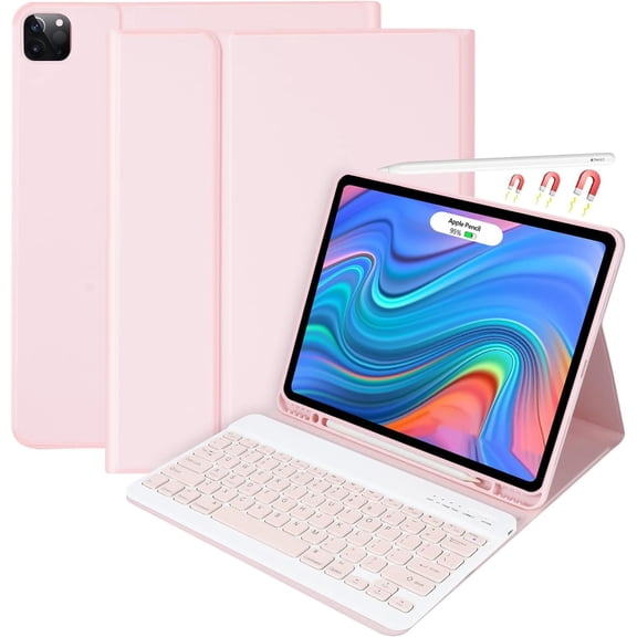 Keyboard Case for iPad Air 13 (M2/M3/M4) & iPad Pro 12.9 inch (5th, 6th Generation), (Compatible for 13 inch Air & 12.9 inch Model) - Wireless Detachable Keyboard with Auto Sleep/Wake Function