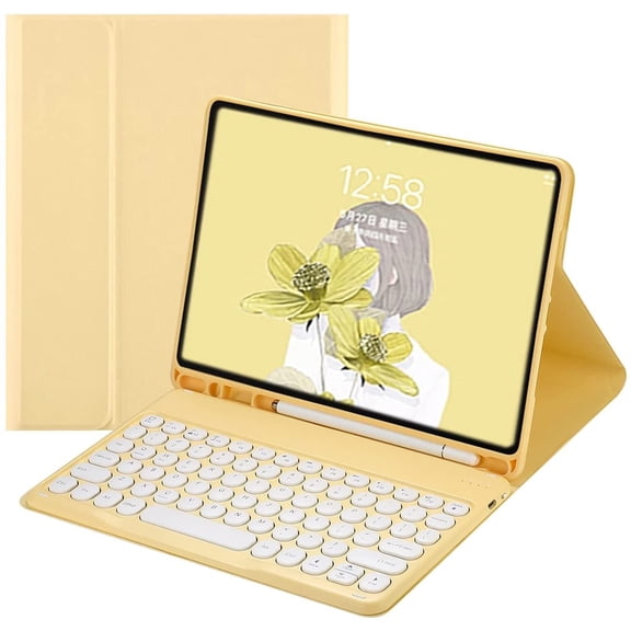 Keyboard Case for iPad Air 5 2022 / Air 4 2020 Cute Round Key Color Keyboard Wireless Detachable BT Keyboard Cover with Pencil Holder for iPad Air 5th 4th Generation 10.9 inch