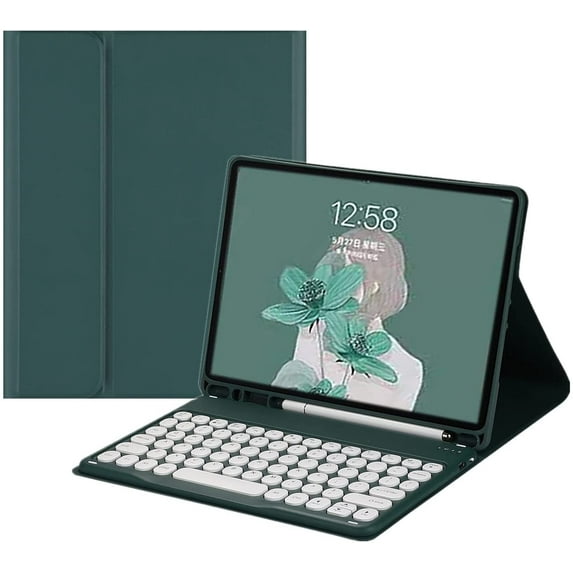 Keyboard Case for iPad Air 5 2022 / Air 4 2020 Cute Round Key Color Keyboard Wireless Detachable BT Keyboard Cover with Pencil Holder for iPad Air 5th 4th Generation 10.9 inch