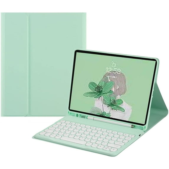 Keyboard Case for iPad Air 5 2022 / Air 4 2020 Cute Round Key Color Keyboard Wireless Detachable BT Keyboard Cover with Pencil Holder for iPad Air 5th 4th Generation 10.9 inch