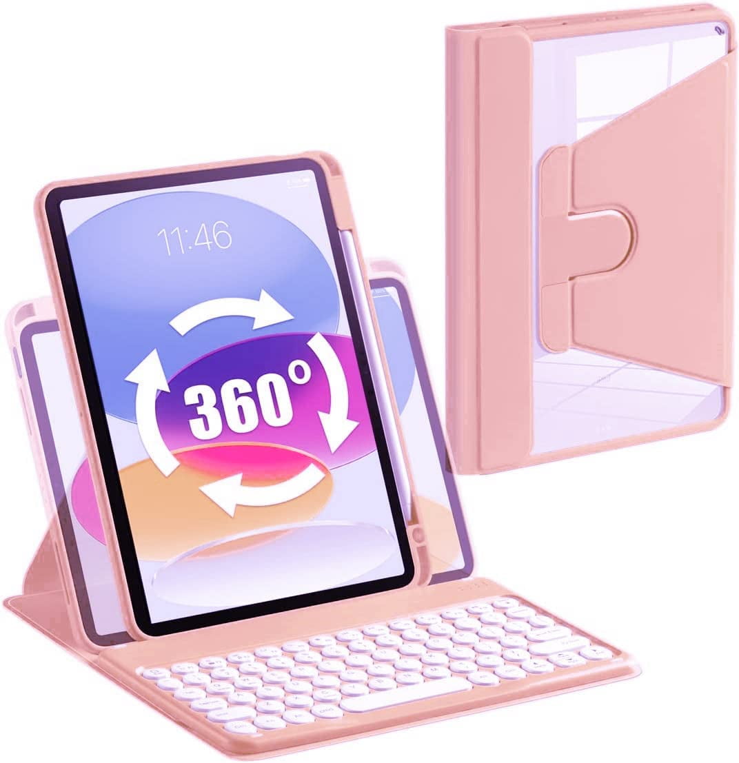 Keyboard Case for iPad Air 5/Air 4/iPad Pro 11(2022/2021/2020), iPad 360° Rotate Case with Keyboard, Detachable Round Keys Clear Back Cover with Keyboard Case for iPad Air 5/Air 4/iPad Pro 11(2022/2021/2020), iPad 360° Rotate Case with Keyboard, Detachable Round Keys Clear Back Cover with