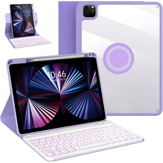 Keyboard Case for iPad Air 5th/4th Gen 2022/2020 10.9 inch, Pro 11 4th 3rd 2nd 1st Gen 2022/2021/2020/2020, Detachable BT Backlit Magnetic Keyboard, Built-in Pencil Holder, Smart Cover