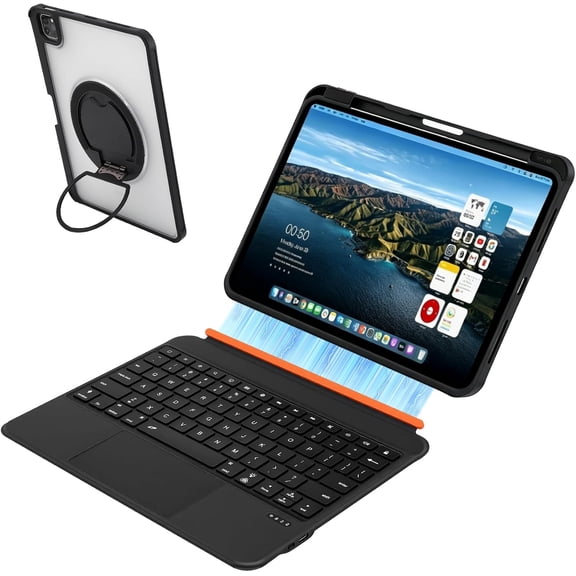 Keyboard Case for iPad Pro 11 inch (1st/2nd/3rd/4th) Gen, iPad Air 11" (M4 2026/M3/M2) & Air 10.9" (4th/5th Gen) -Magnetic Detachable Backlit Keyboard with Trackpad, Pen Holder & 360 Stand