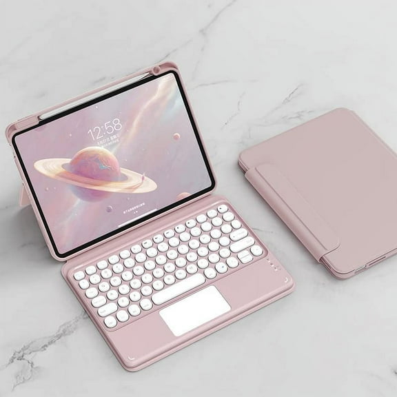 Keyboard Case for iPad Pro 11 inch 2022(4th Gen)/2021(3rd Gen)/2nd/1st Gen, Detachable Magnetic Cover, Vertical Stand & Magnetically Cute Color Round Key Trackpad Keyboard