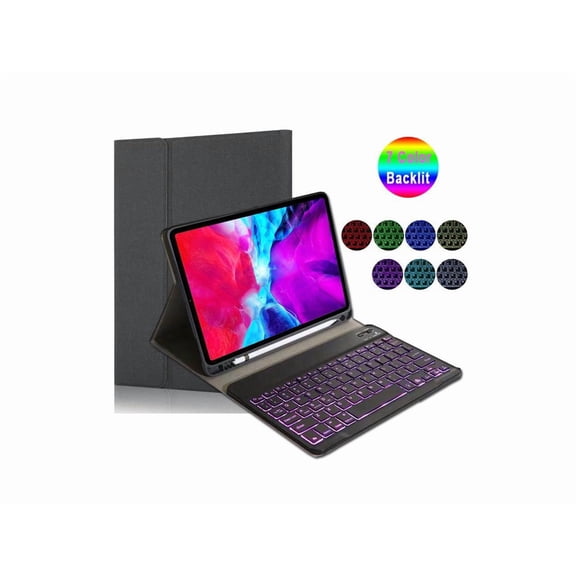 Keyboard Case for iPad Pro 12.9-inch 2017/2015 (Old Model, 2nd & 1st Generation), Soft TPU Protective Cover, [7 Color Backlit] Magnetically Detachable Wireless Bluetooth Keyboard