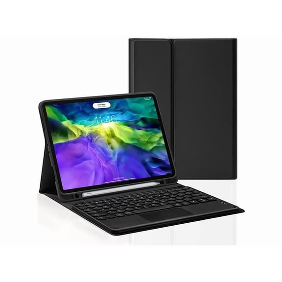 Keyboard Case for iPad Pro 12.9 inch 2021 5th Generation / 2020 4th Gen / 2018 3rd Gen, Slim Leather Folio Smart Cover with Detachable Touchpad Keyboard / Pencil Holder