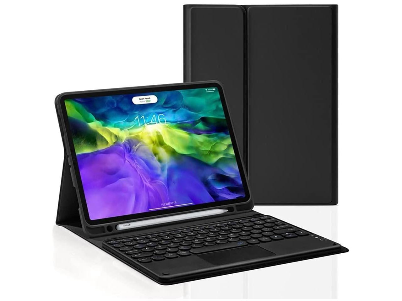 Keyboard Case for iPad Pro 12.9 inch 2021 5th Generation / 2020 4th Gen / 2018 3rd Gen, Slim Leather Folio Smart Cover with Detachable Touchpad Keyboard / Pencil Holder