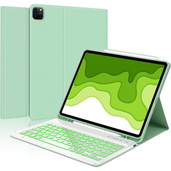 Keyboard Case for iPad Pro 12.9 inch 6th/5th/4th/3rd Gen & iPad Air 13 inch (M3 2025/M2 2024), 7 Color Backlit & Magnetic Detachable Wireless Keyboard, Flip Cover with Pencil Holder, Auto Sleep/Wake