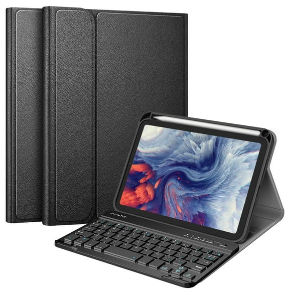 Keyboard Case for iPad mini 6 2021with Pencil Holder, Fintie Soft TPU Back Stand Cover with Magnetically Detachable Wireless Bluetooth Keyboard for 8.3" iPad mini 6th Generation, Black