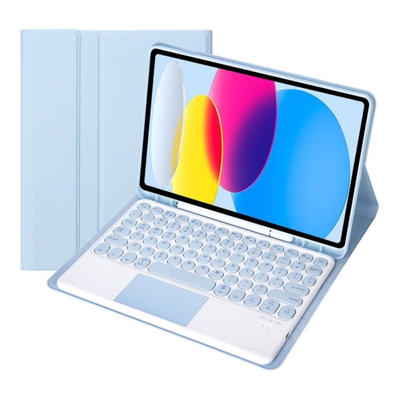 Keyboard Case with Touchpad For iPad 2022 10th Generation Cute Round Keyboard Compatible with 10.9-inch Detachable Touch Keyboard Ultra Thin Smart Protective Case