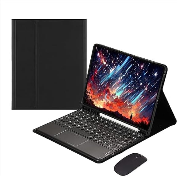 Keyboard Case with Trackpad for 9.7" iPad 5th/6th Gen, Air 1/2（Black)