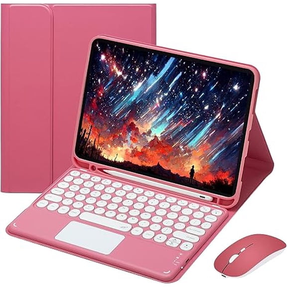 Keyboard Case with Trackpad for 9.7" iPad 5th/6th Gen, Air 1/2（Red)