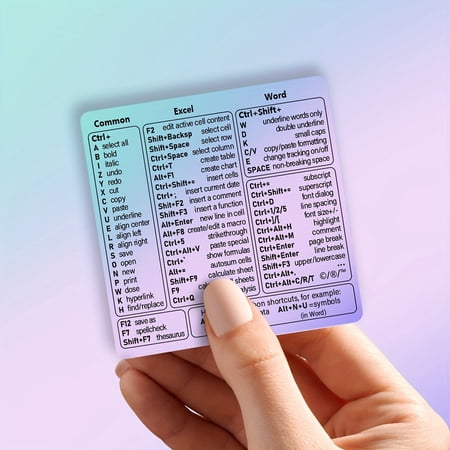 Keyboard Cheat Sheet Sticker, Excel Shortcut Sticker, Word Hotkey Reference Decal, Waterproof Computer Shortcut Guide for Laptop, Office, School and Home Use