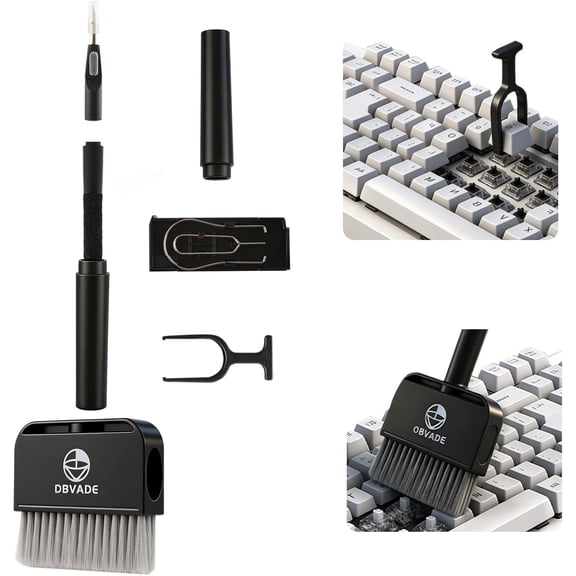 Keyboard Cleaner & Laptop Cleaning Kit - 9-in-1 Electronics Cleaning Brush Set with Keycap Puller, Screen Cleaner, Earbud Cleaner Pen for Computer, PC Monitor, MacBook, Phone, Airpods (Black)