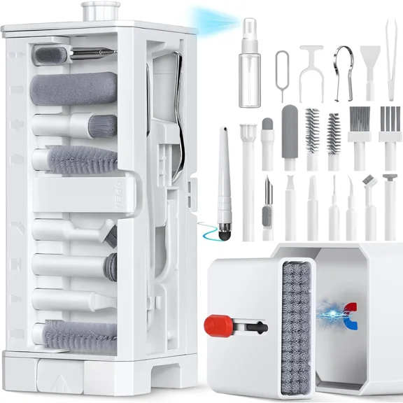 Keyboard Cleaning Kit,32-in-1 Multi-Function Cleaner Tool with Screen Cleaner Spray (5ml) for AirPods Pro iPad MacBook,Earbud Cleaner Pen with Brush for All Phone Laptop iPhone Device Charging Port