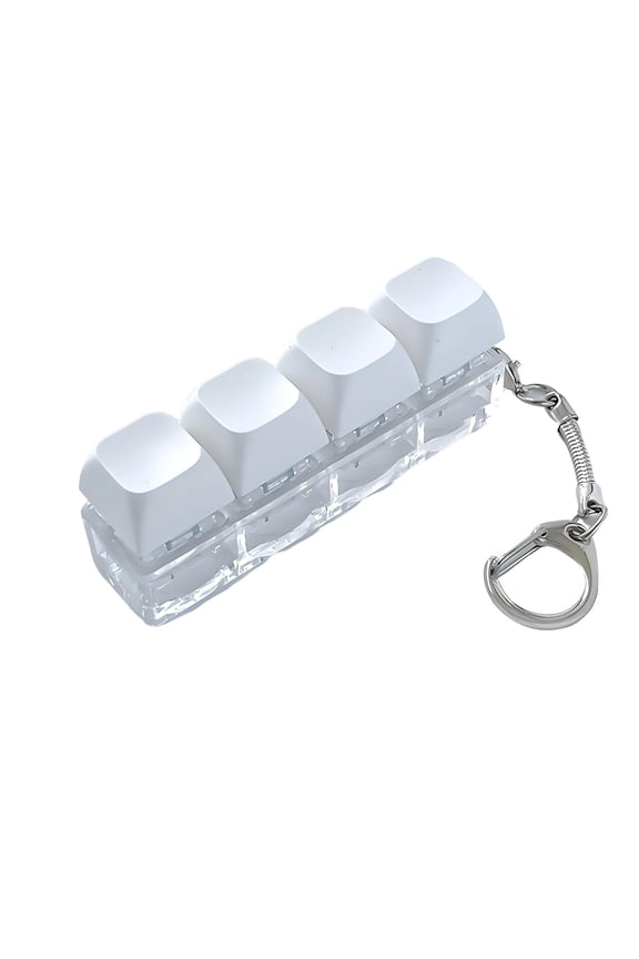 Keyboard Clicker Fidget Toy,Fidget Keychain LED Lights,Stress Relief,Keyboard Fidget,White