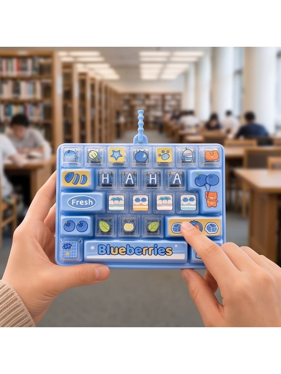 Keyboard Clicker Toy, Clicky Charm Keychain, Silent Fidget Gadget, 26 Button Desk Companion for Study Breaks, Travel and Office