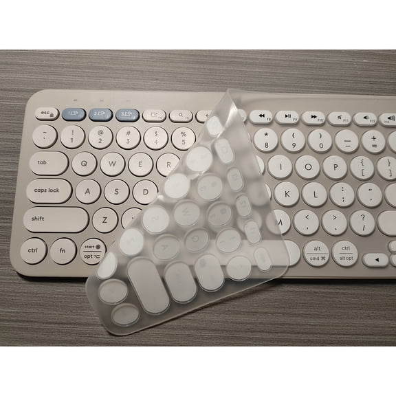 Keyboard Cover for Logitech K380, Ultra Thin Silicone Keyboard Protector Skin, Dust Proof Waterproof Keycap Cover Membrane for K380 Bluetooth Keyboard, White