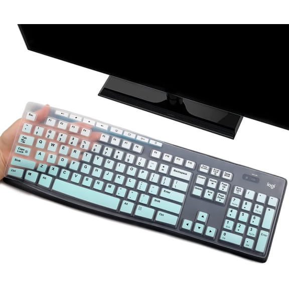 Keyboard Cover Skin Protector for Logitech MK295 MK275 MK270 Wireless Keyboard, Logitech K200 K260 K270 K275 K295 MK200 MK260 Ultra Thin Desktop PC Silicone Keyboard Cover US Layout-MintGreen