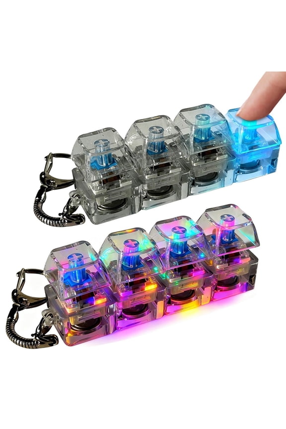 Keyboard Decompression Toy, Keyboard Keychain 4-in-1 Keyboard Decompression Button Finger Clicker Toys, Button Stress Relief Gifts to Relief Stress - 2pc