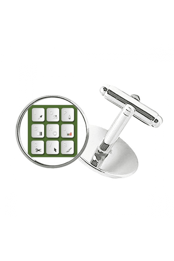 Keyboard Design Round Button Cuff Clip Stud Cufflinks