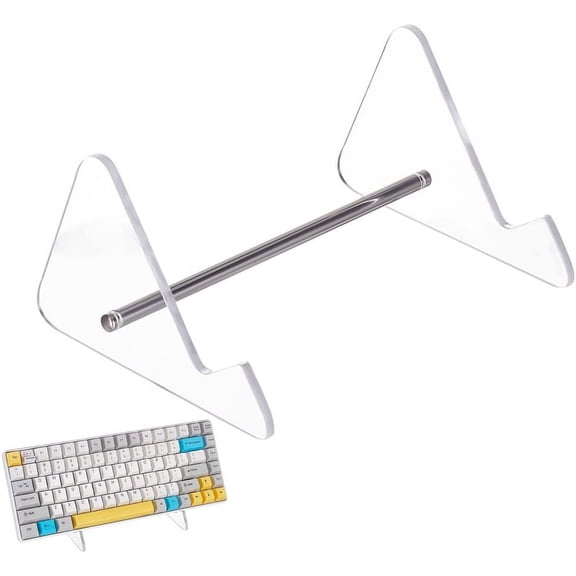 Keyboard Display Stand Acrylic 1-Tier Keyboard Holder Transparent Acrylic Stand Detachable Keyboard Storage Holder with Platinum Tone Iron Findings for Keyboard Computer Tablet Picture Frame
