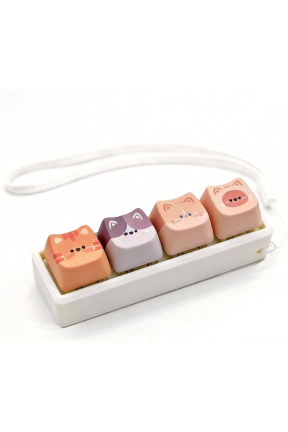 Keyboard Fidget Clicker, 4 Keys Clicky Keyboards Keychain Fidgets for Adults, Creamy Stress Relief Button Finger Cat Keycaps for Anxiety Decompression (1 Pcs)