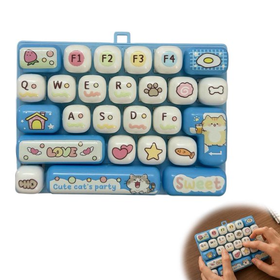Keyboard Fidget Keychain, 26-in-1 Keyboard Decompression Button Finger Clicker for Adults, Funny Stress Relief for Focus & Calm at Work or Study, Pass Time