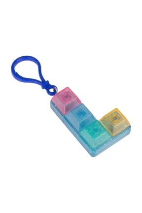 Keyboard Fidget Keychain, 4-in-1 Stress Relief Keyboard Clicker Decor, Keychain Cube Mechanical Key Button Clicker for Office School Home to Pass The Time (B)