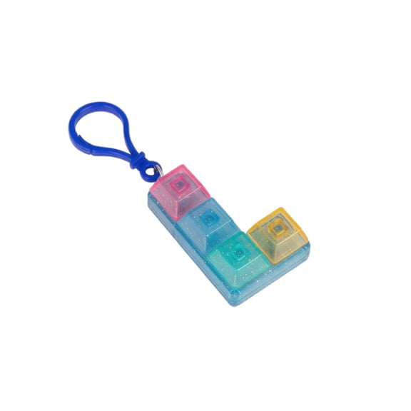 Keyboard Fidget Keychain, 4-in-1 Stress Relief Keyboard Clicker Decor, Keychain Cube Mechanical Key Button Clicker for Office School Home to Pass The Time (B)
