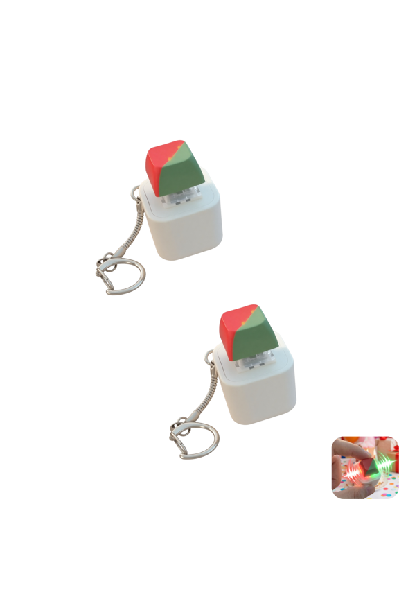 Keyboard Fidget Keychain, Funny Novelty Light Sound Keyboard Clicker Toy, Handheld Mechanical Keycap Fidget Gadget, Pocket Carry Decompression Toy for Workplace, Classroom and Outdoor Travel 2pc