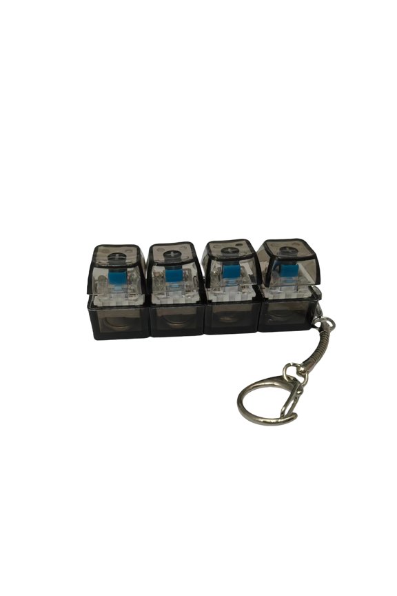 Keyboard Fidget Keychain with LED Lights, 4-in-1 Stress Relief Clicker Toy, Keyboard Button Finger Clicker for Anxiety Relief, Sensory Decompression Toy cool keychains