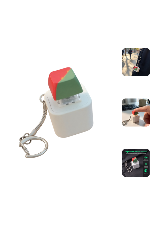 Keyboard Fidget Keychain, LED Sound Effect Fidget Clicker Toy, Portable Single Keycap Fidget Toy with Satisfying Click Feedback, Stress Relief Sensory Gadget for Desk, Backpack, Office, School Travel