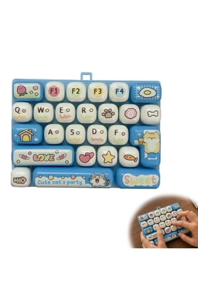 Keyboard Fidget Keychain for Adults, 26-in-1 Keyboard Decompression Button Finger Clicker, Funny Stress Relief for Focus & Calm at Work or Study