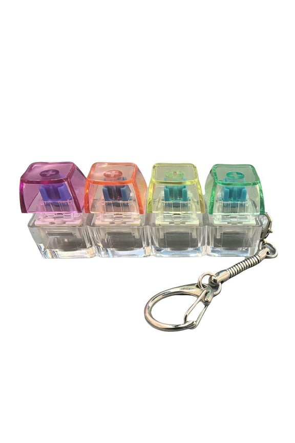 Keyboard Fidget Keychain with LED Lights, Keyboard Button Finger Clicker for Keychain Stress Relief Pass The Time for Adults