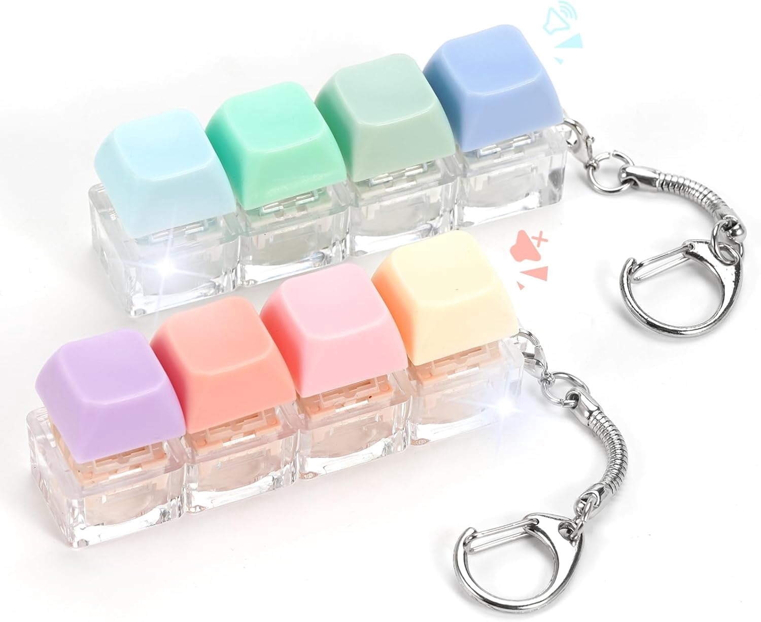 Keyboard Fidget Toy, 2 PCS Fidget Keyboard Silent Fidget Toys Clicker Fidget Keychain Fidgets for Adults Stress Relief Anxiety Sensory Fidget Toys Silent Loud Keyboard Fidget Clicker