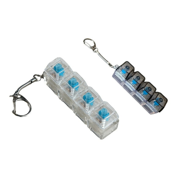 Keyboard Fidget Toy,2 pcs Keyboard Fidget Toy Light Up,Loud Fidget Keyboard Clicker,Keychain 4-in-1 with Keycaps,for Adult to Relief Stress(Black and White)