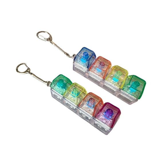 Keyboard Fidget Toy,2 pcs Keyboard Fidget Toy Light Up,Loud Fidget Keyboard Clicker,Keychain 4-in-1 with Keycaps,for Adult to Relief Stress(Colorful*2)