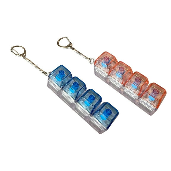 Keyboard Fidget Toy,2 pcs Keyboard Fidget Toy Light Up,Loud Fidget Keyboard Clicker,Keychain 4-in-1 with Keycaps,for Adult to Relief Stress(Pink and Blue)