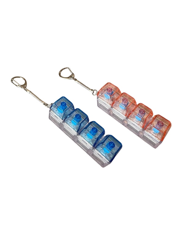 Keyboard Fidget Toy,2 pcs Keyboard Fidget Toy Light Up,Loud Fidget Keyboard Clicker,Keychain 4-in-1 with Keycaps,for Adult to Relief Stress(Pink and Blue)