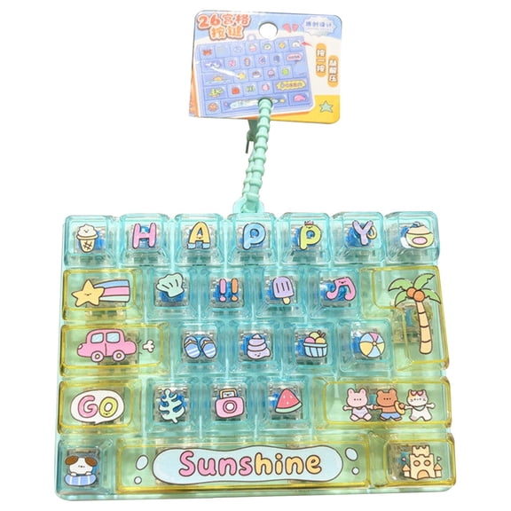 Keyboard Fidget Toy, 26-Button Fidget Keyboard Keychain, Click Fidget Toy, Clicky Fidget Clicker for Stress Relief, Portable Decompression Toy