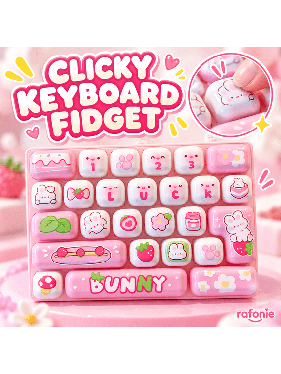 Keyboard Fidget Toy 26-Key, Clicky Mini Keyboard Fidget Keychain, Portable Key Clicker Toy for Desk Travel and Everyday Play