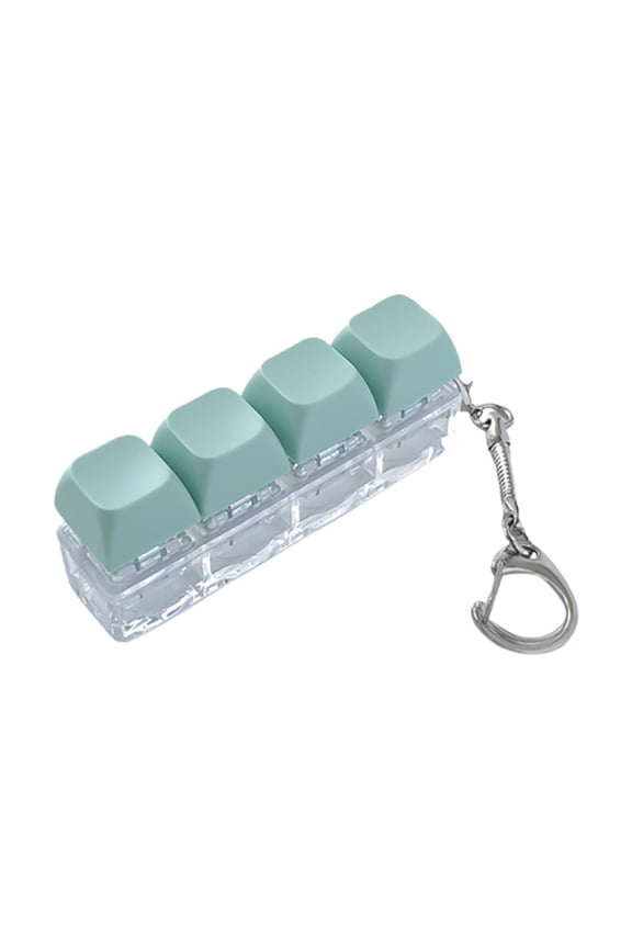 Keyboard Fidget Toy 4-in-1 Pressable Buttons Stress Relief Keychain Multi-Function Tactile Sensory Device Portable Office Desk Anxiety Relief Gadget 2.95 Inch(Blue)