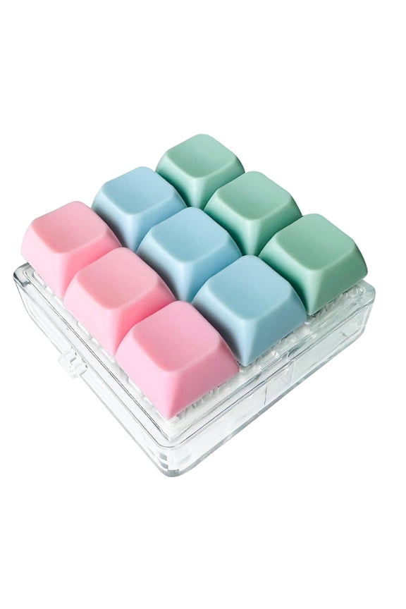 Keyboard Fidget Toy Click Keychain Stress Relief Button Toy 9-in-1 Keyboard Decompression Button Gift for Adult Colorful Macaron - C(No chain)