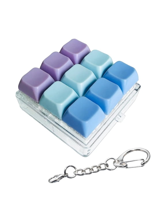 Keyboard Fidget Toy Click Keychain Stress Relief Button Toy 9-in-1 Keyboard Decompression Button Gift for Adult Colorful Macaron