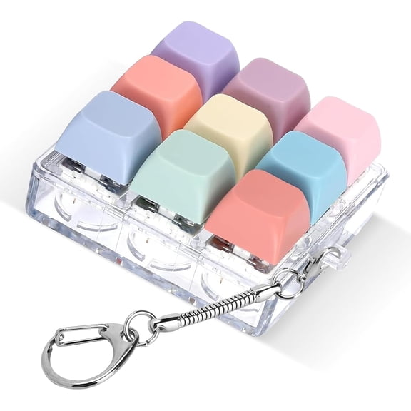 Keyboard Fidget Toy, Fidget Clicker Keychain Stress Relief Button Toy for Adults, Colorful Macaron Stress Relief Gifts for Stress Relief and Pass Time